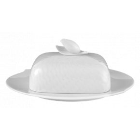 Waves Relief White Butter Dish L 22 cm