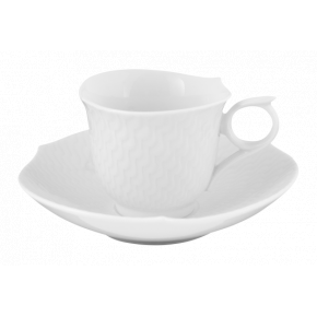 Waves Relief White Espresso Cup & Saucer V 0