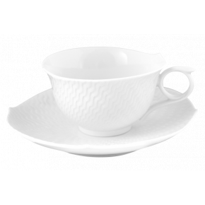 Waves Relief White Tea Cup & Saucer V 0