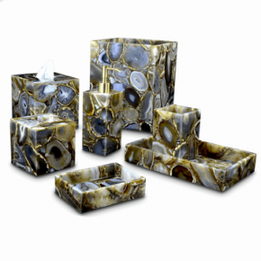 Taj Premium Gemstone Agate  Rectangular Tissue Holder (Fits 4"H x 9"L Box)