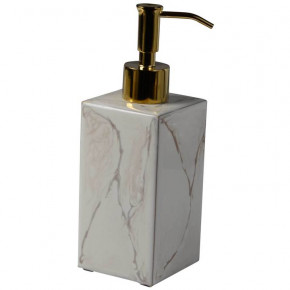 Marbleous Faux Marble Coffee Enamel/Gold Trim  Lotion/Soap Dispenser (2.75"W x 8.25"H)