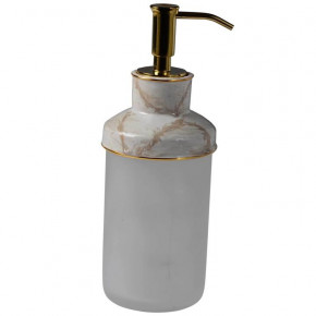 Marbleous Faux Marble Oatmeal Enamel/Gold Trim  Lotion/Soap Dispenser (2.75"W x 8.25"H)