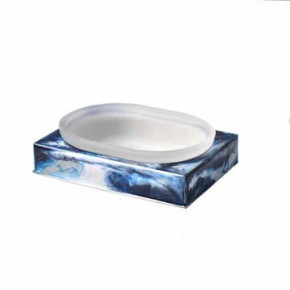 Elan Enamel Blue Medley/Silver Rectangle Soap Dish (5.5"L X 4" W X 1.5"H)