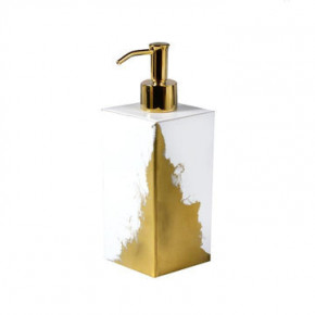 Lava/Explosive Pure White/Gold  Lotion/Soap Dispenser (2.75"W x 8.25"H)
