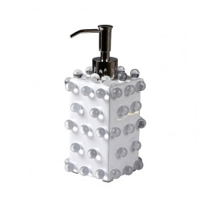 Roxy Pure White Enamel/Silver  Lotion/Soap Dispenser (2.75"W x 8.25"H)