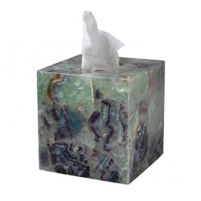 Taj Gemstone Fluorite  Square Tissue Holder (5.75"L x 5.75"W x 6"H)