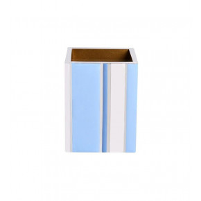 Catalina Blue/Silver Coordinated Enamel Stripes Bath Accessories
