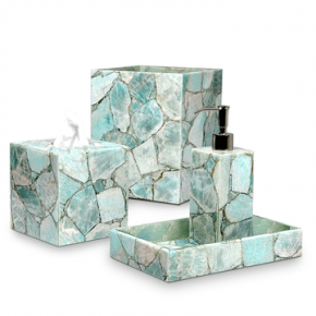 Taj Premium Gemstone Amazonite  Rectangular Tissue Holder (Fits 4"H x 9"L Box)
