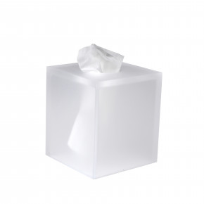 Ice Frosted Snow Lucite  Square Tissue Holder (5.75"W x 6.5"H)