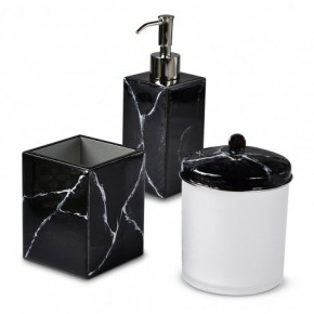 Marbleous Faux Marble Black Enamel/Silver Trim Bath Accessories