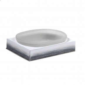 Ombre Gray/Silver Enamel  Rectangular Soap Dish (5.5"L x 4"W x 1.5"H)