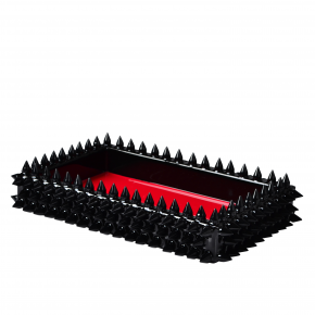 Quill Black Spikes with Black Enamel/Red Trim  Small Rectangle Tray (10"L x 6"W x 1.5"H)