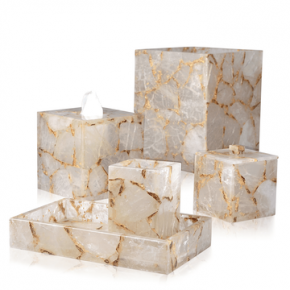 Taj Premium Gemstone Rock Crystal/Gold Foil Bath Accessories