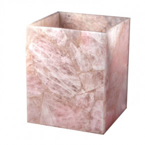 Taj Premium Gemstone Rose Quartz  Wastebasket + Liner (8"L x 8"W x 10"H)