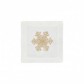 Snowflake Gold Cocktail Napkins 6x6 in