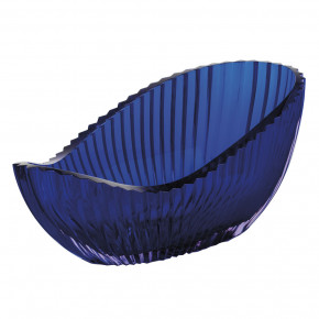 Seashell Underlaid Bowl Alexandrite Blue Lead-Free Crystal, Wedge-Shaped Cuts 33 Cm