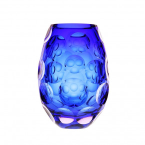 Bubbles Underlaid Vase Lenses Alexandrite Blue 30 Cm