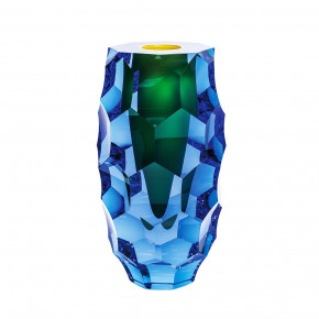 Cone Underlaid Vase Panel Aquamarine Opal Yellow 26 Cm