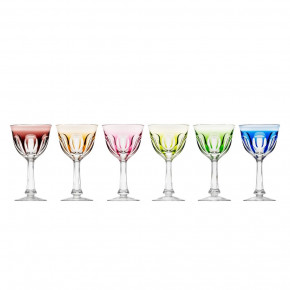 Lady Hamilton Overlaid Goblet White Wine Set of Six Colors 210 Ml
