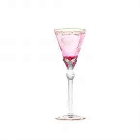 Paula Underlaid Goblet Red Wine Rose Lead-Free Crystal, Cut, Engraved Roses, 24-Carat Gold (Thin Line) 270 ml