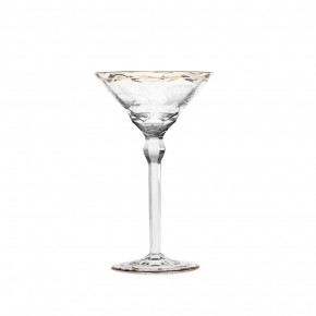 Paula Goblet Champagne Or Martini Clear Lead-Free Crystal, Cut, Engraved Roses, 24-Carat Gold (Thin Line) 140 ml