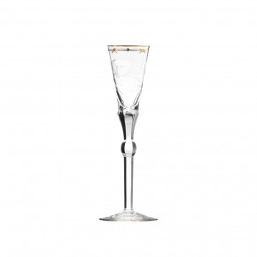 Paula /F Goblet Champagne Clear Lead-Free Crystal, Cut, Engraved Roses, 24-Carat Gold (Thin Line) 140 ml