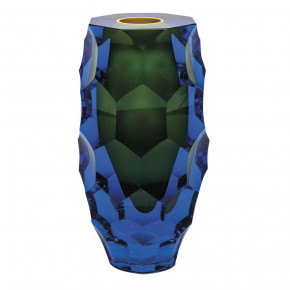 Cone Underlaid Vase Panel Aquamarine Opal Yellow 26 Cm