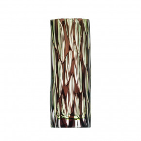 Wood Underlaid And Overlaid Vase Wedge-Shaped S Clear Reseda Amethyst 29 Cm