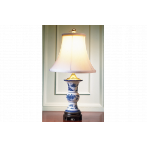 Blue Canton Shang Vase Lamp 20"