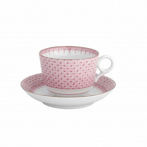 Pink Lace Tea Cup & Saucer 2.75"