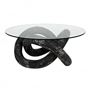 Phobos Coffee Table, Cinder Black with Glass