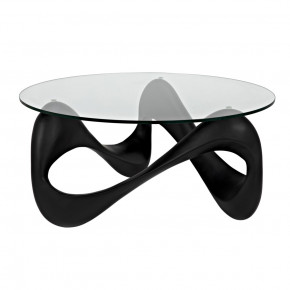 Orion Coffee Table, Black Fiber Cement with Glass