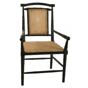 Colonial Bamboo Arm Chair, Hand Rubbed Black