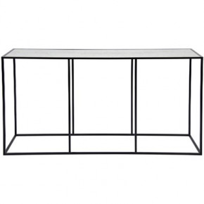 Convention Sofa Table Black Metal and Antique Glass