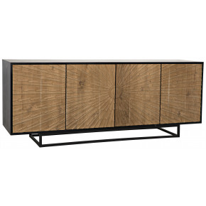 QS Ra Sideboard, Hand Rubbed Black with Teak