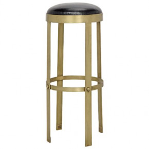 Prince Stool with Leather, Brass Finish