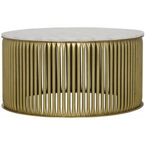 Lenox Coffee Table, Antique Brass, Metal and Stone