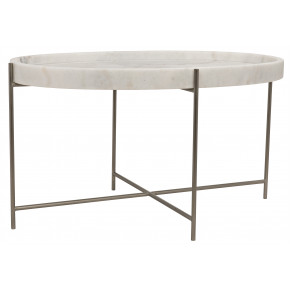 Che Cocktail Table, Antique Silver, Metal and Stone