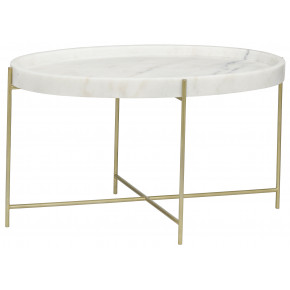 Che Cocktail Table, Antique Brass, Metal and Stone