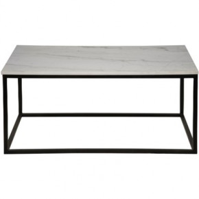 Manning Coffee Table, Black Metal with Quartz Top