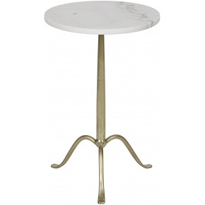 Cosmopolitan Side Table, Antique Brass, Metal and Quartz