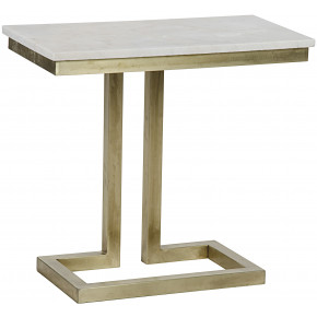 Alonzo Side Table, Antique Brass, Metal and Quartz