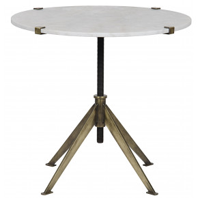 QS Edith Adjustable Side Table, Large, Antique Brass, Metal and Quartz
