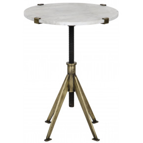 QS Edith Adjustable Side Table, Small, Antique Brass, Metal and Quartz