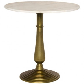 Alida Side Table with White Stone, Brass Finish