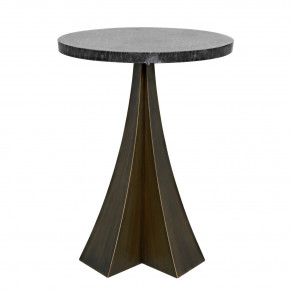 Hortensia Side Table, Aged Brass with Black Marble