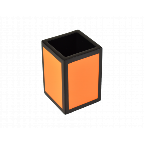 Lacquer Orange/Black Trim Brush Cup 3"L x 3"W x 4.5"H