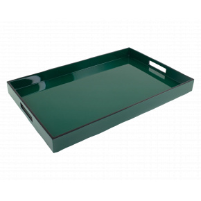 Lacquer Forest Green/Black Trim Breakfast Tray 14" x 22" x 2"H