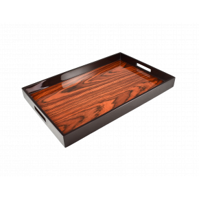 Lacquer Rosewood Brown Rectangular Breakfast Tray 14"W x 22"L x 2"H