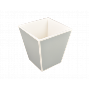 Lacquer Cool Gray/White Trim Waste Basket Square 9"L x 9"W x 10"H